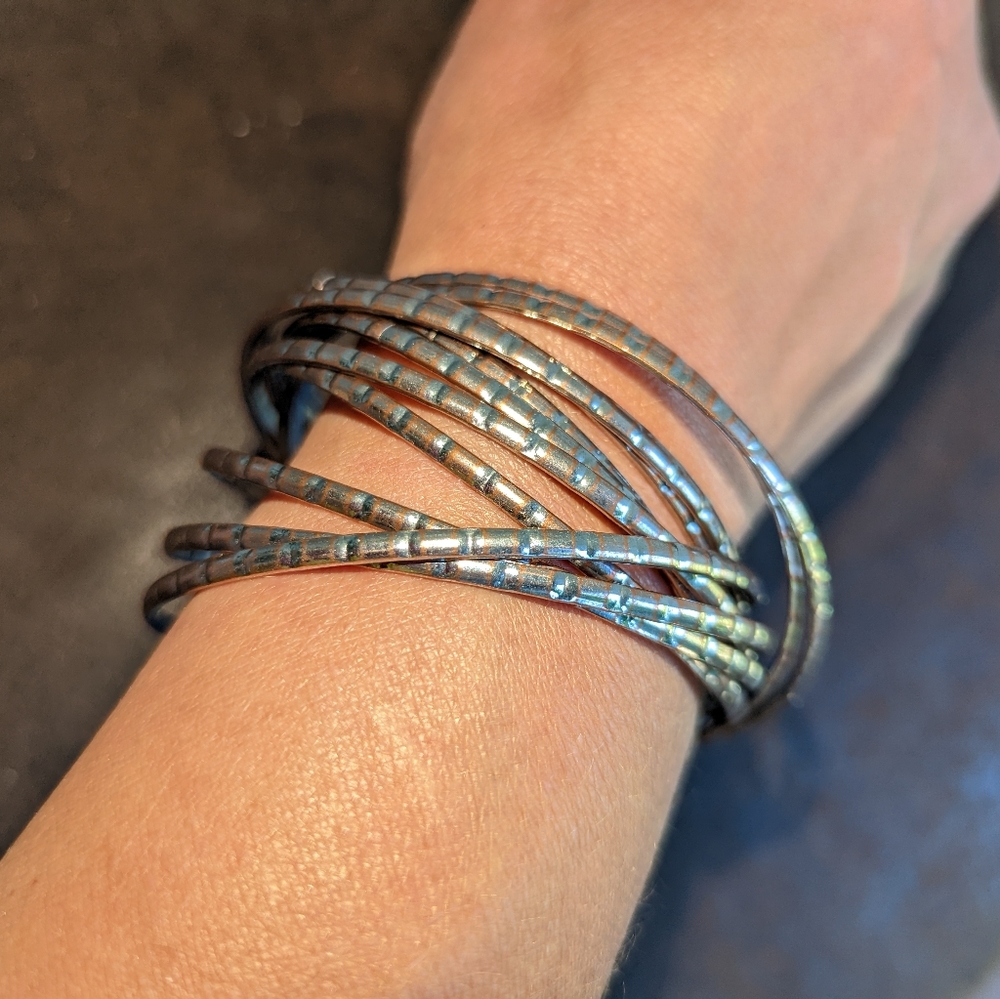 Boho bracelet bangles Women's silver multiple connected
